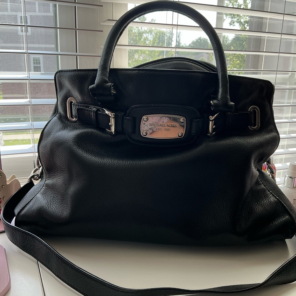 Black Leather Handbag Michael Kors